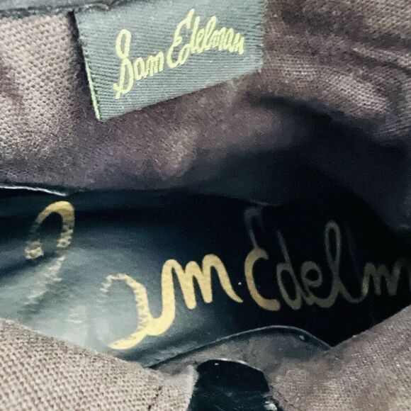 Sam Edelman Louie Western Ankle Boot Bootie Black Fringe Stacked Heel Size 8W - Picture 5 of 7